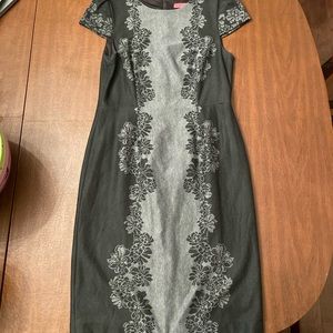 Betsey Johnson grey and black cap sleeve dress